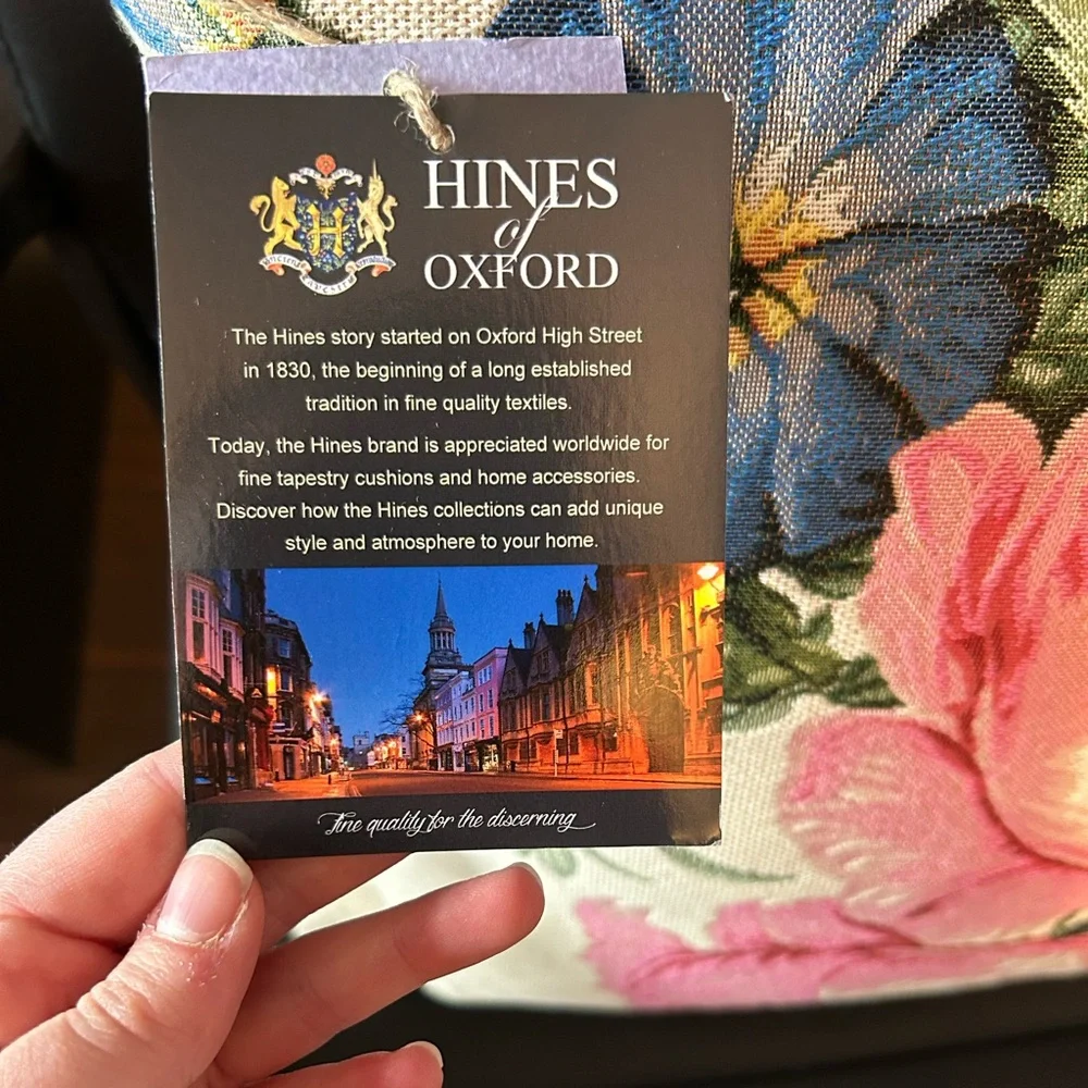 Hines of Oxford NWT Paris Bloom Luxury Cotton Tapestry Pillow w/ Velvet Backing